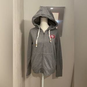 SF 49ers Gray Sparkle Hoodie Zip Front Women's Size L